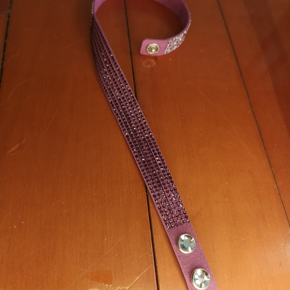 Swarovski Crystal Slake Purple Duo Bracelet/choker 15.5" Long Soft & Adjustable - Picture 5 of 7